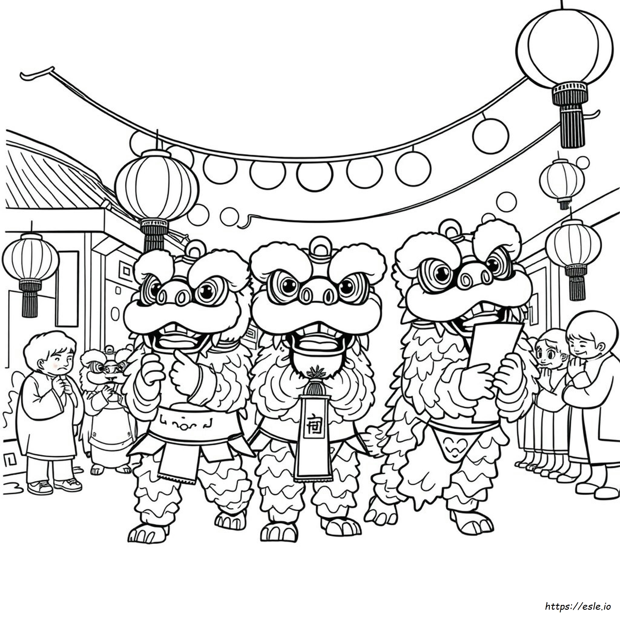 Chinese New Year Coloring Page Printable - Lion Dancer