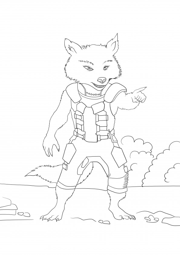 Raccoon from Guardians of the Galaxy free printable to color for kids