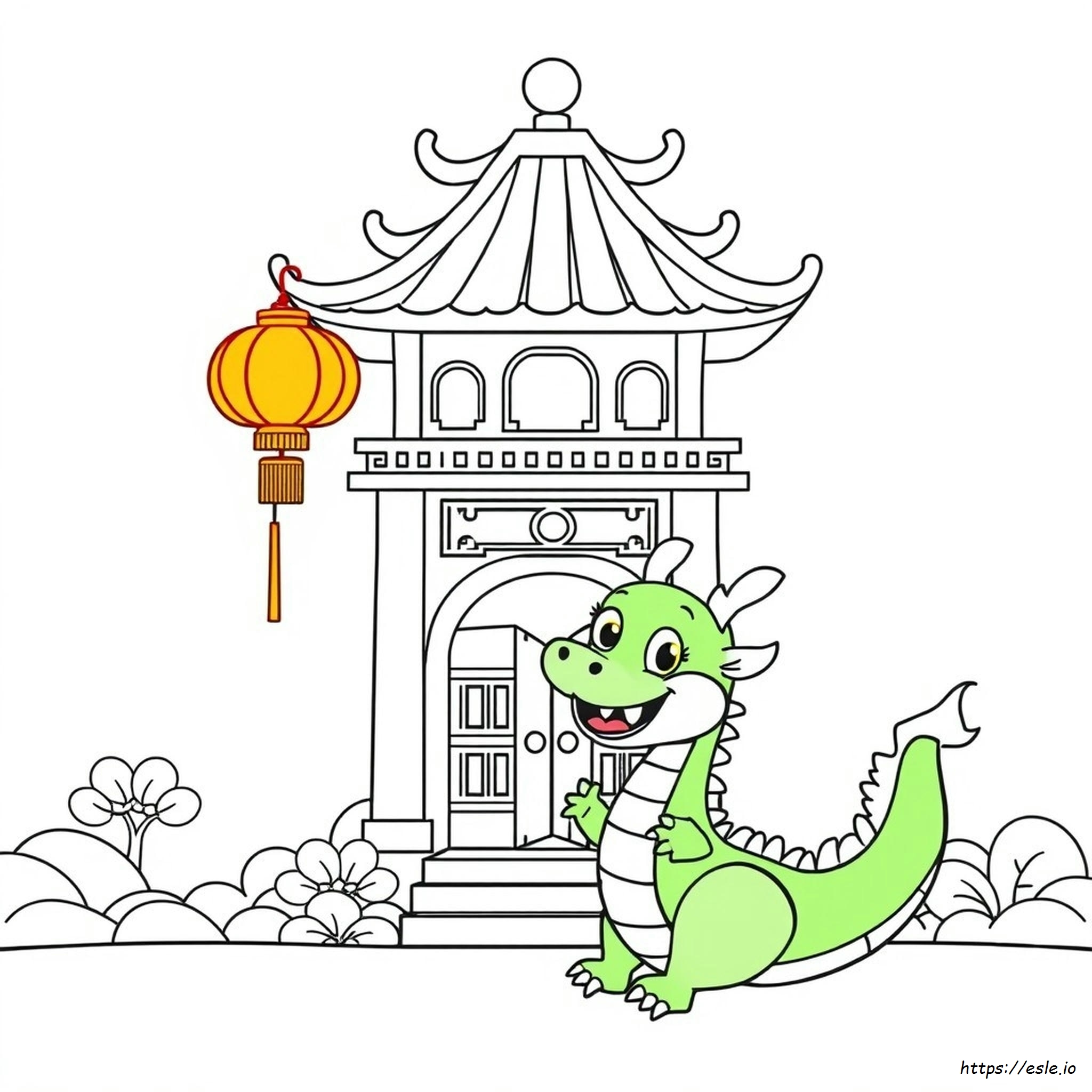 Cute Chinese Dragon Coloring Page