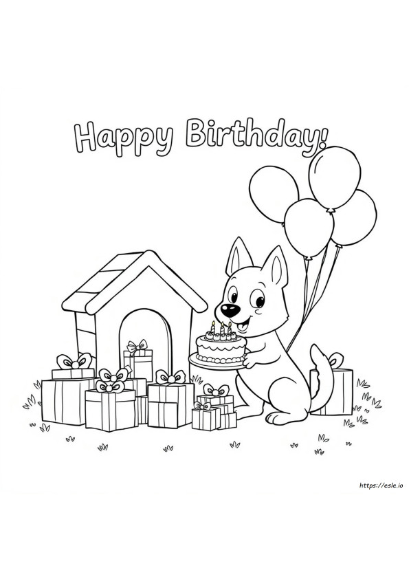 Bluey Feliz Cumpleaños Para Colorear Imprimible