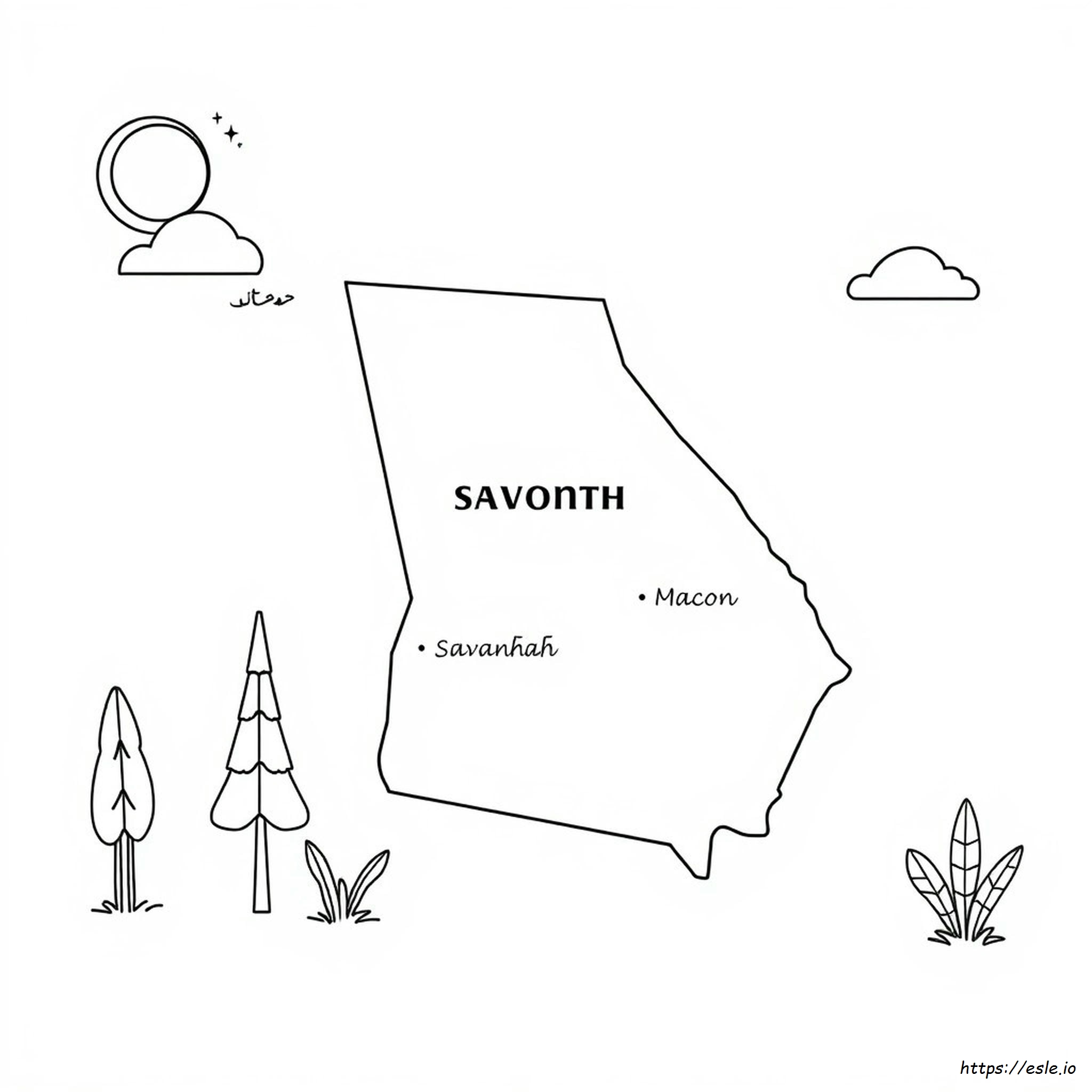 State Of Georgia Coloring Page