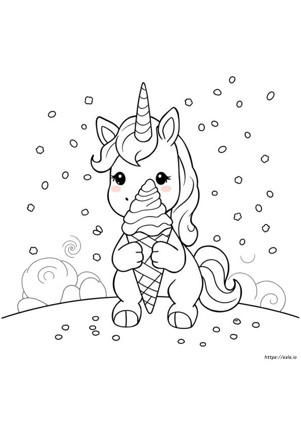 Cute Unicorn Ice Cream Colouring Pages