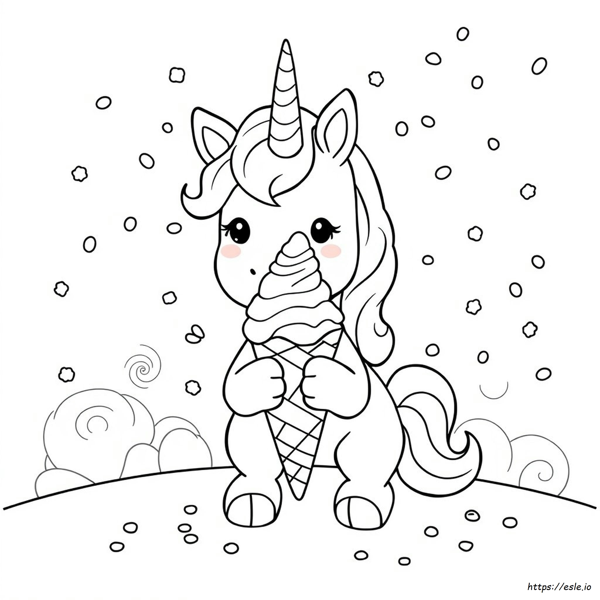 Cute Unicorn Ice Cream Colouring Pages