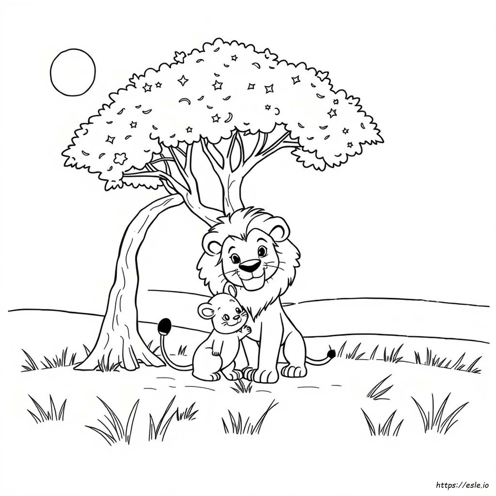 The Lion And The Mouse Coloring Sheet