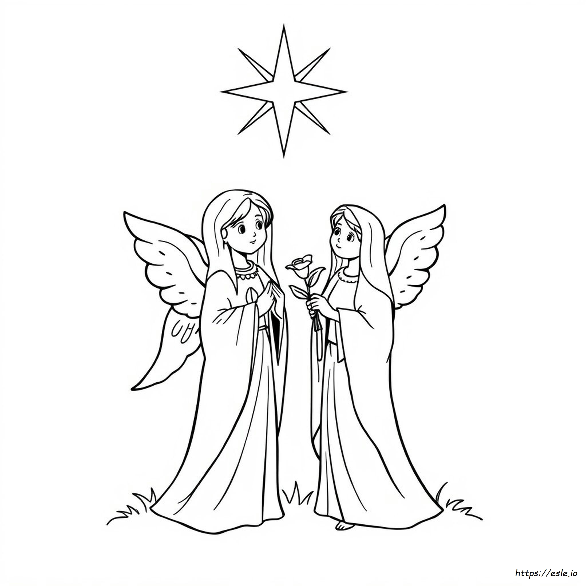 Printable Mary And The Angel Coloring Page