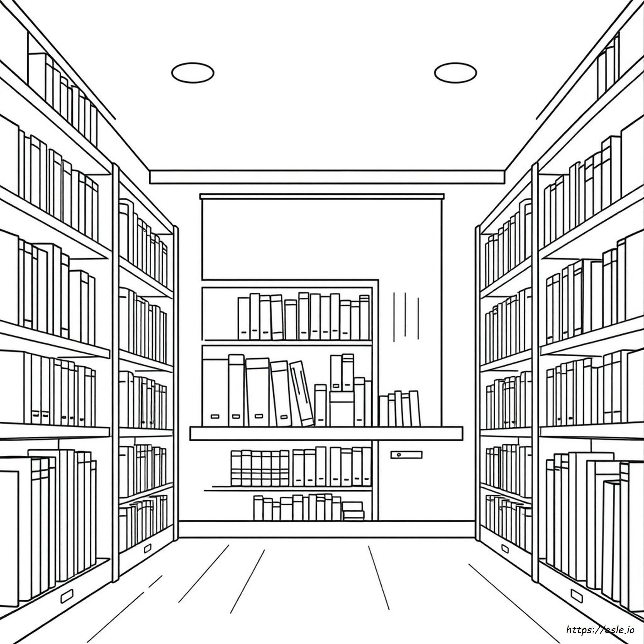 Lembar Gambar Mewarnai Perpustakaan