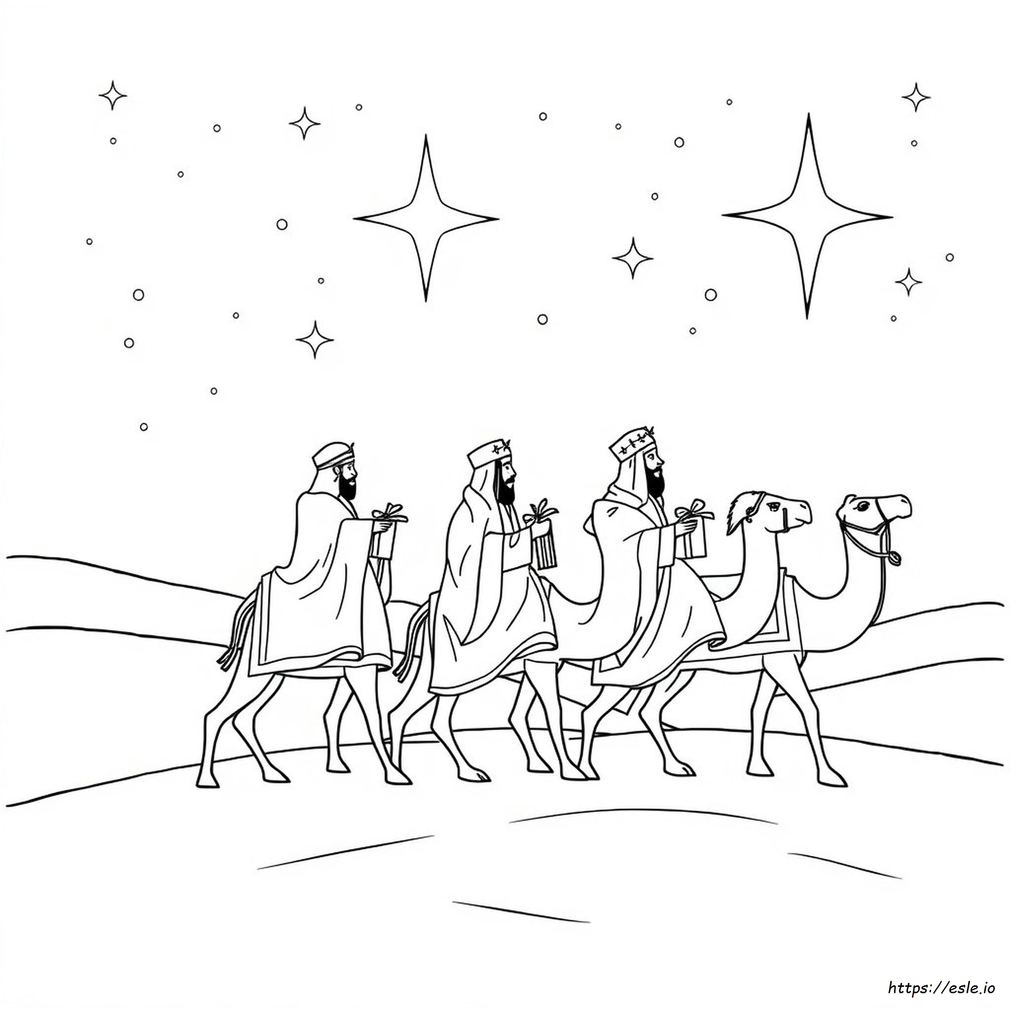 Three Kings Coloring Page - Free Printable
