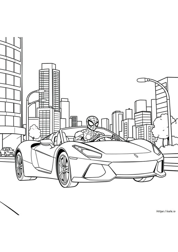 Spidey Car Coloring Page