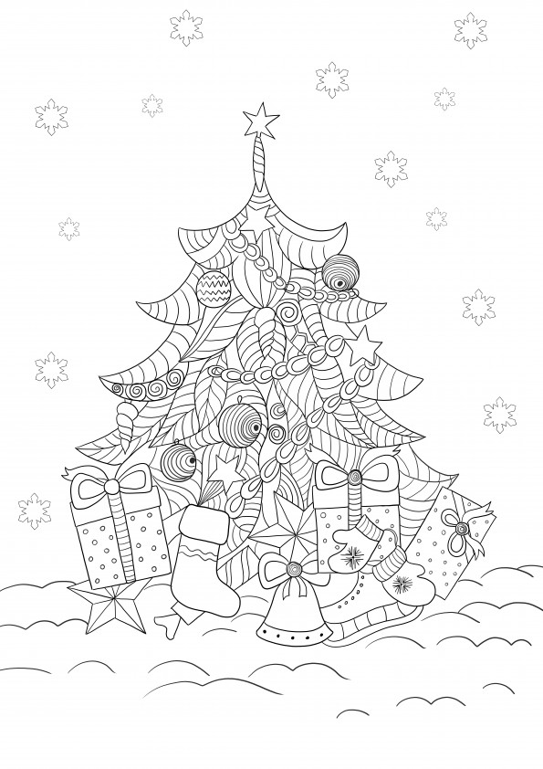 Pohon Natal untuk mewarnai dan mencetak gambar gratis
