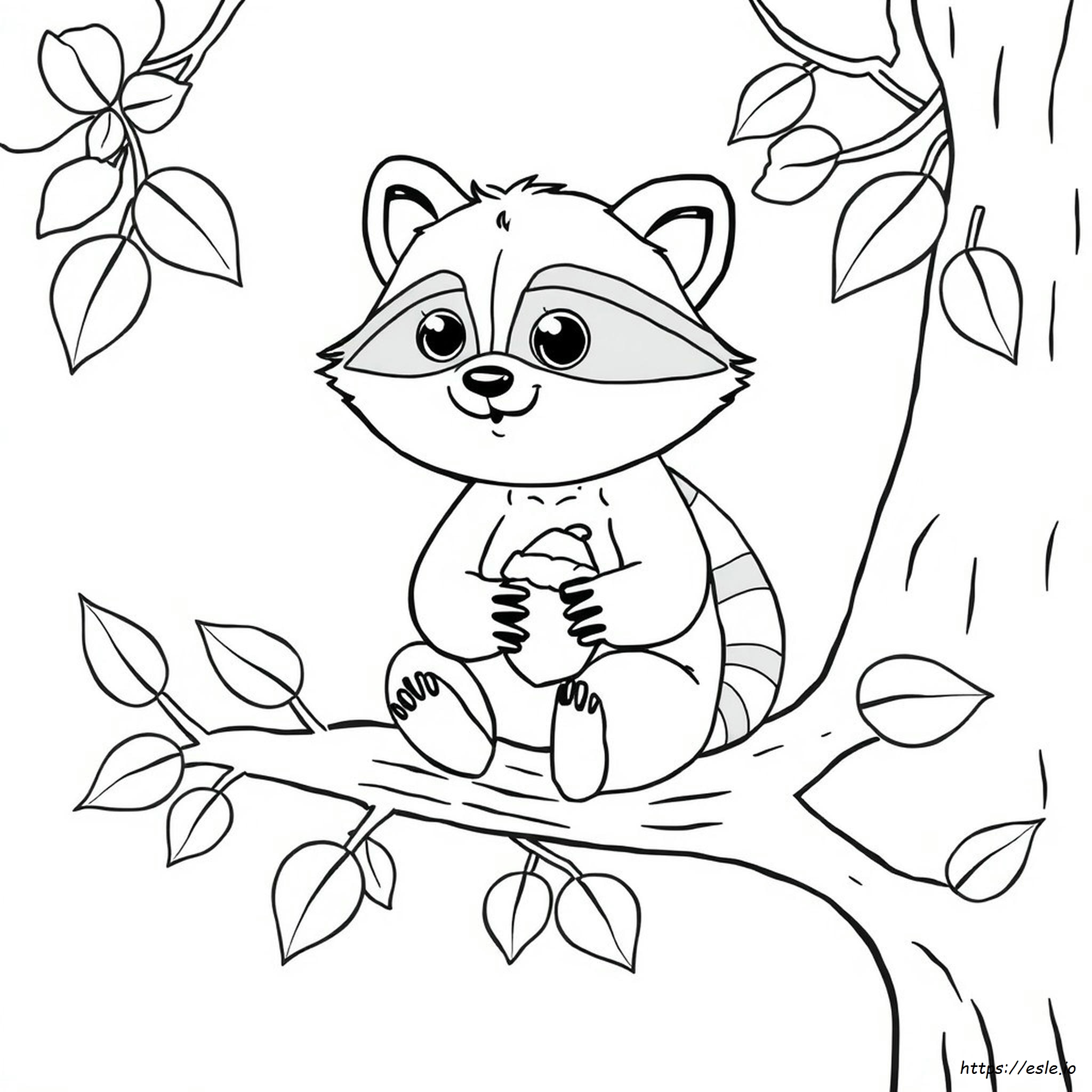 Cute Raccoon Coloring Page - Free Printable