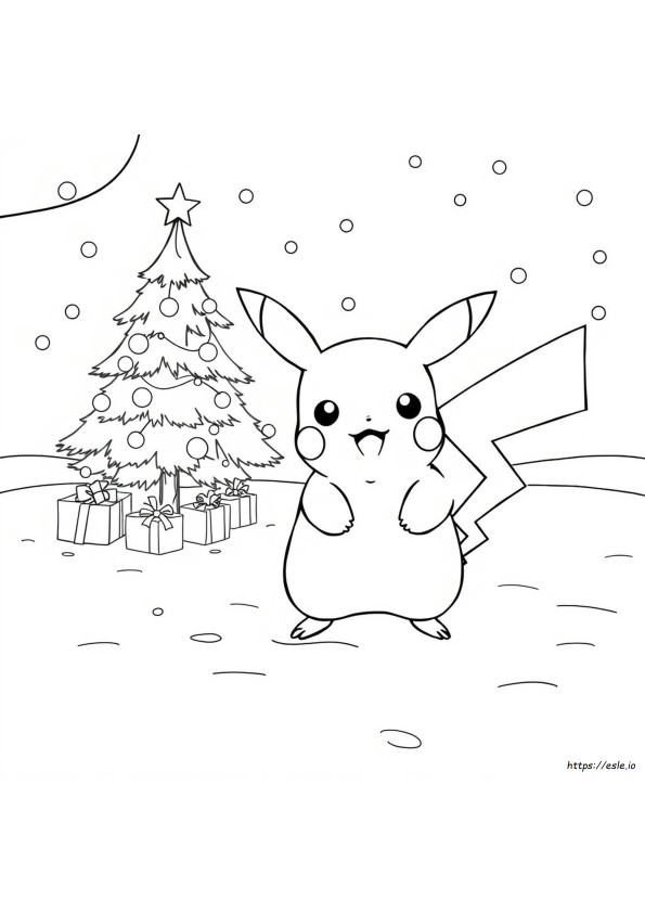 Kolorowanka Pikachu Zima