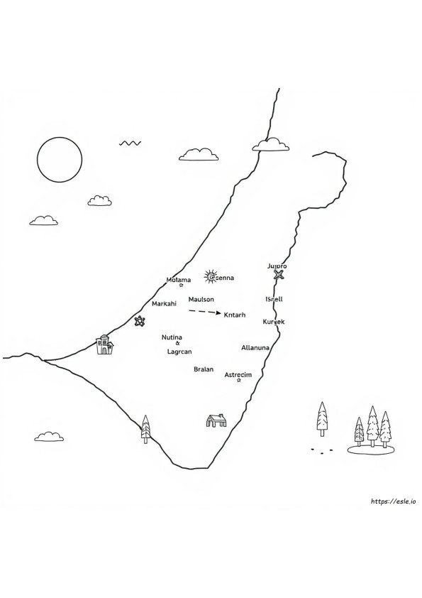 Mapa Izraela Kolorowanka Do Wydruku