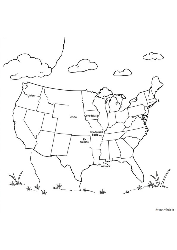 Civil War Map Coloring Activity