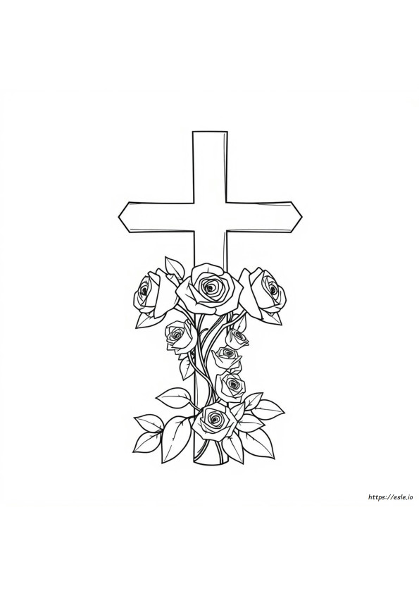 Coloring Pages Of Crosses And Roses