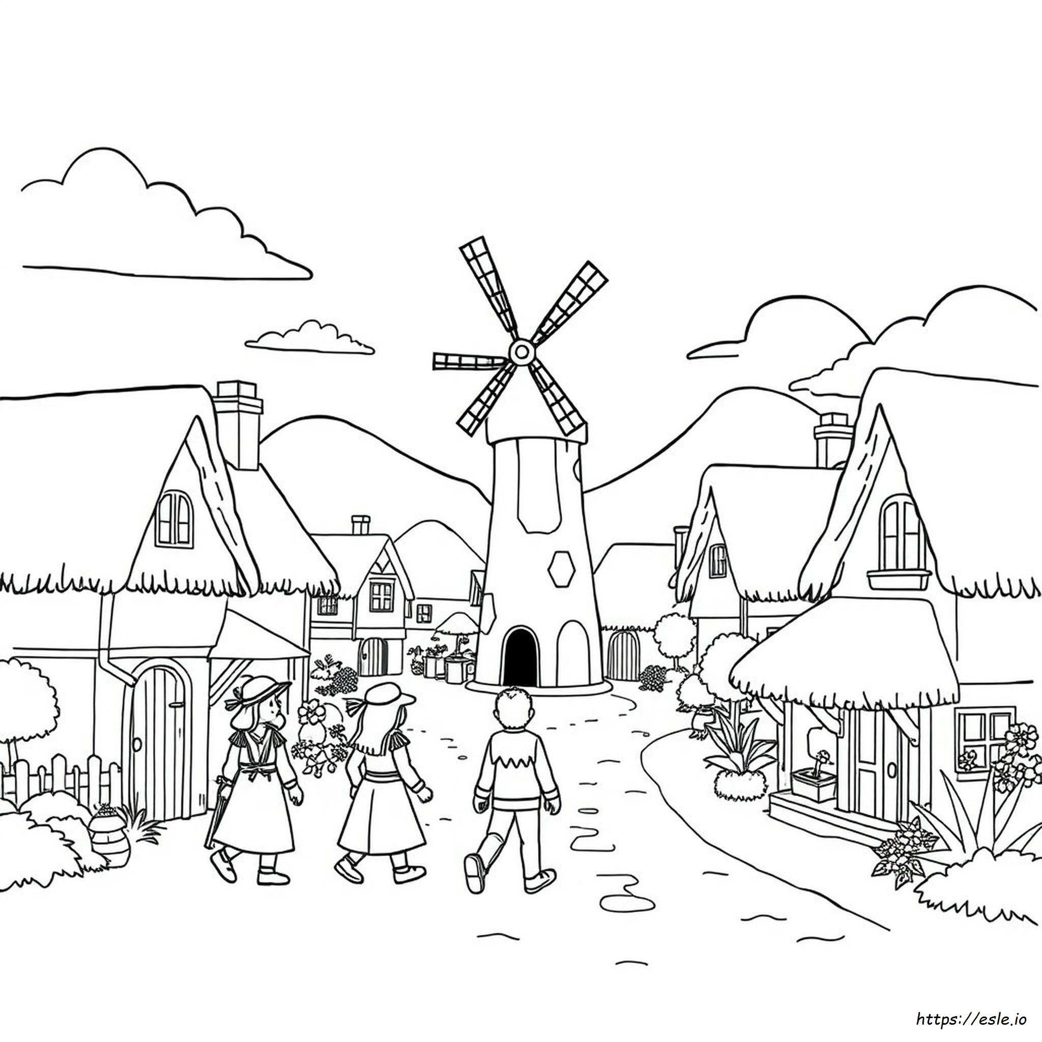 Coloring Page Village