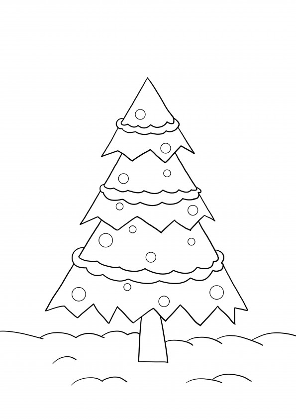 Eenvoudige kerstboom kleurplaat om gratis af te drukken of op te slaan