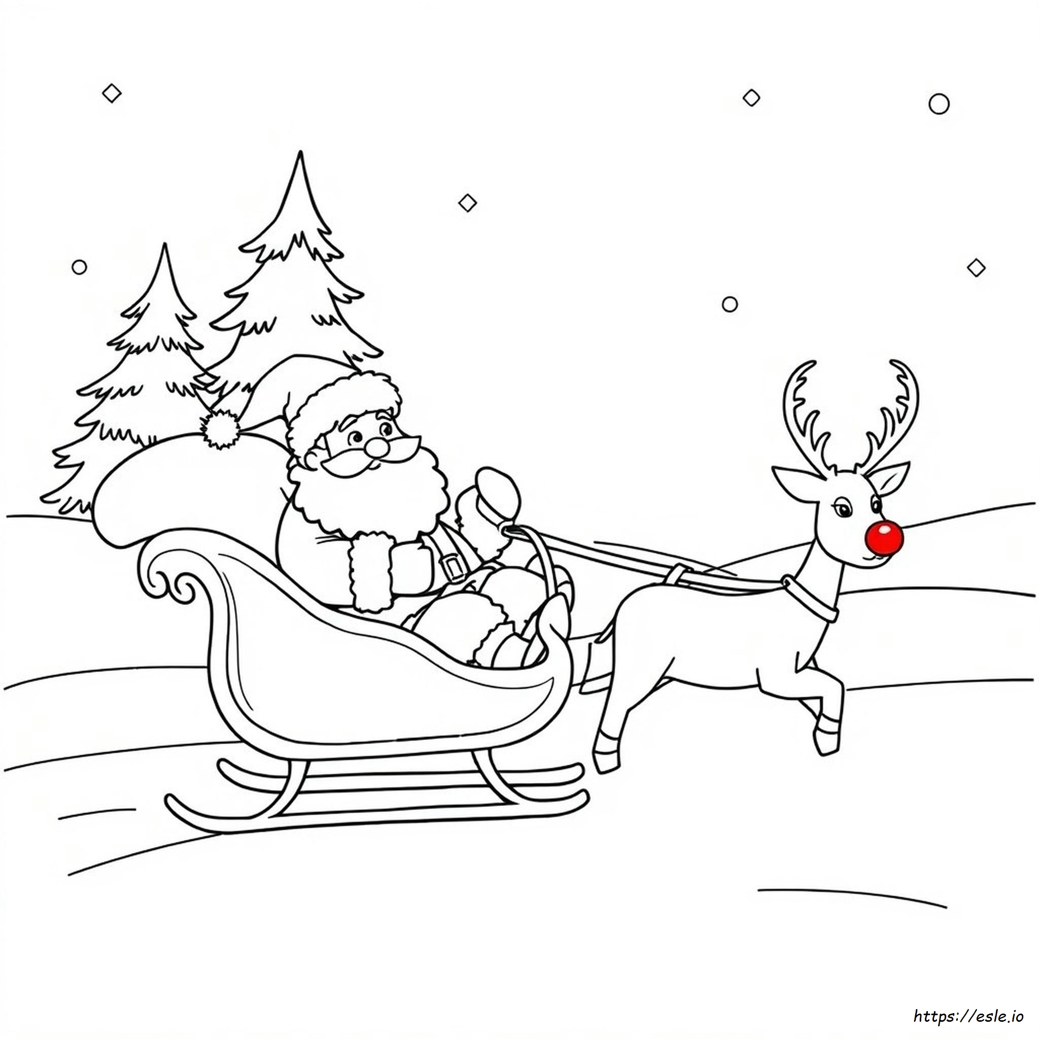 Santa And Rudolph Coloring