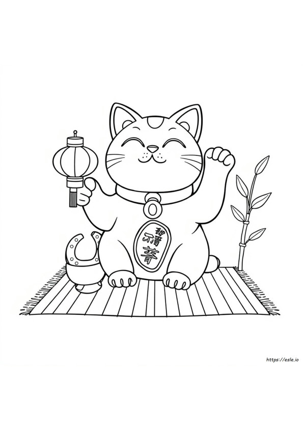Gatto Portafortuna Da Colorare
