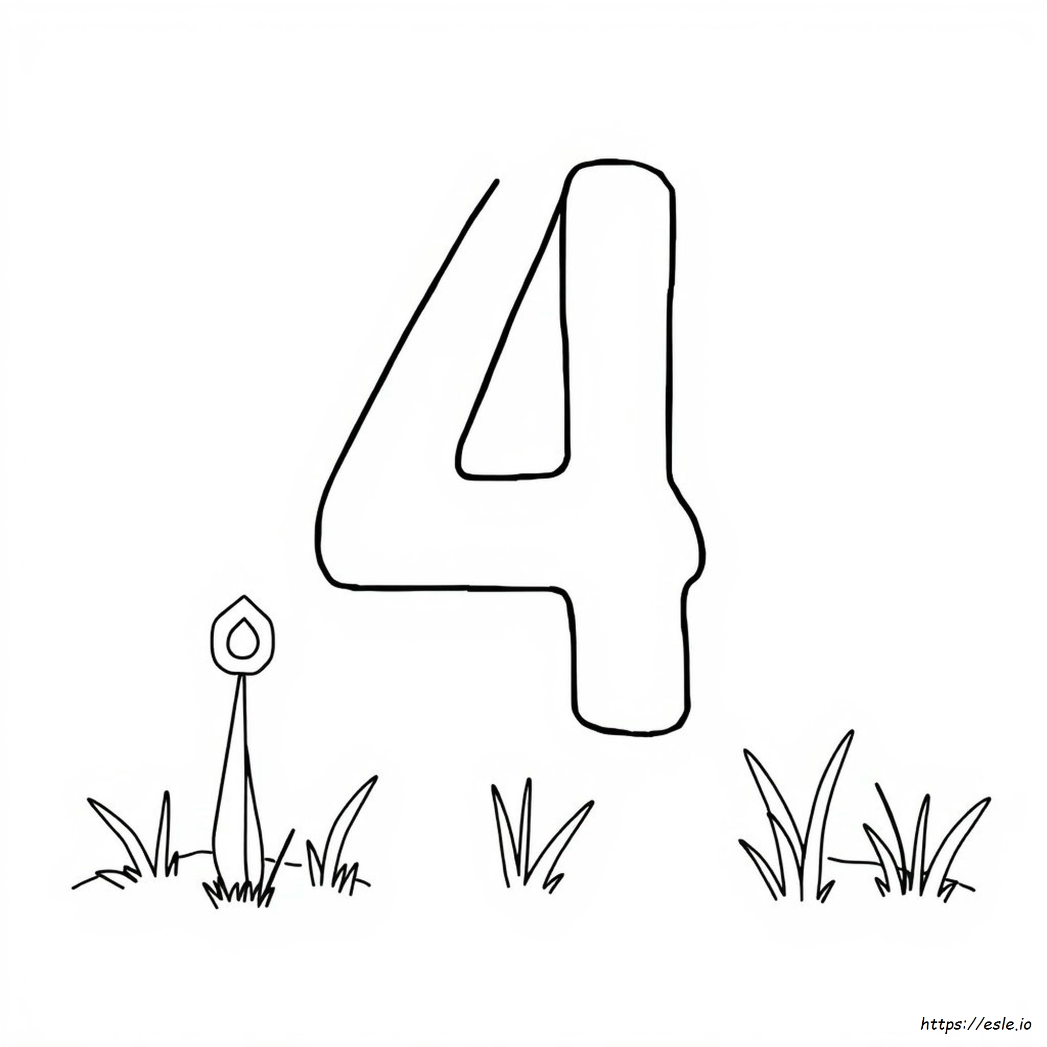 Printable Number 4 Coloring Page