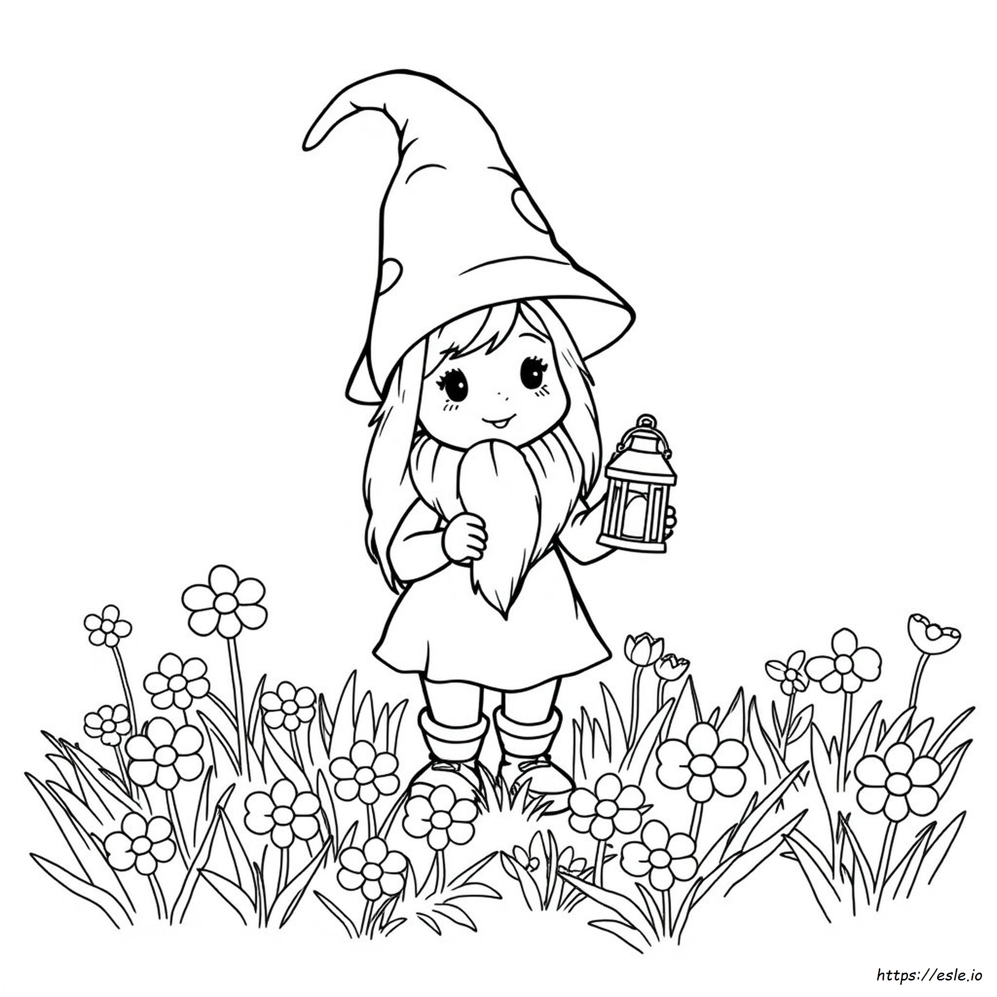 Girl Gnome Coloring Pages