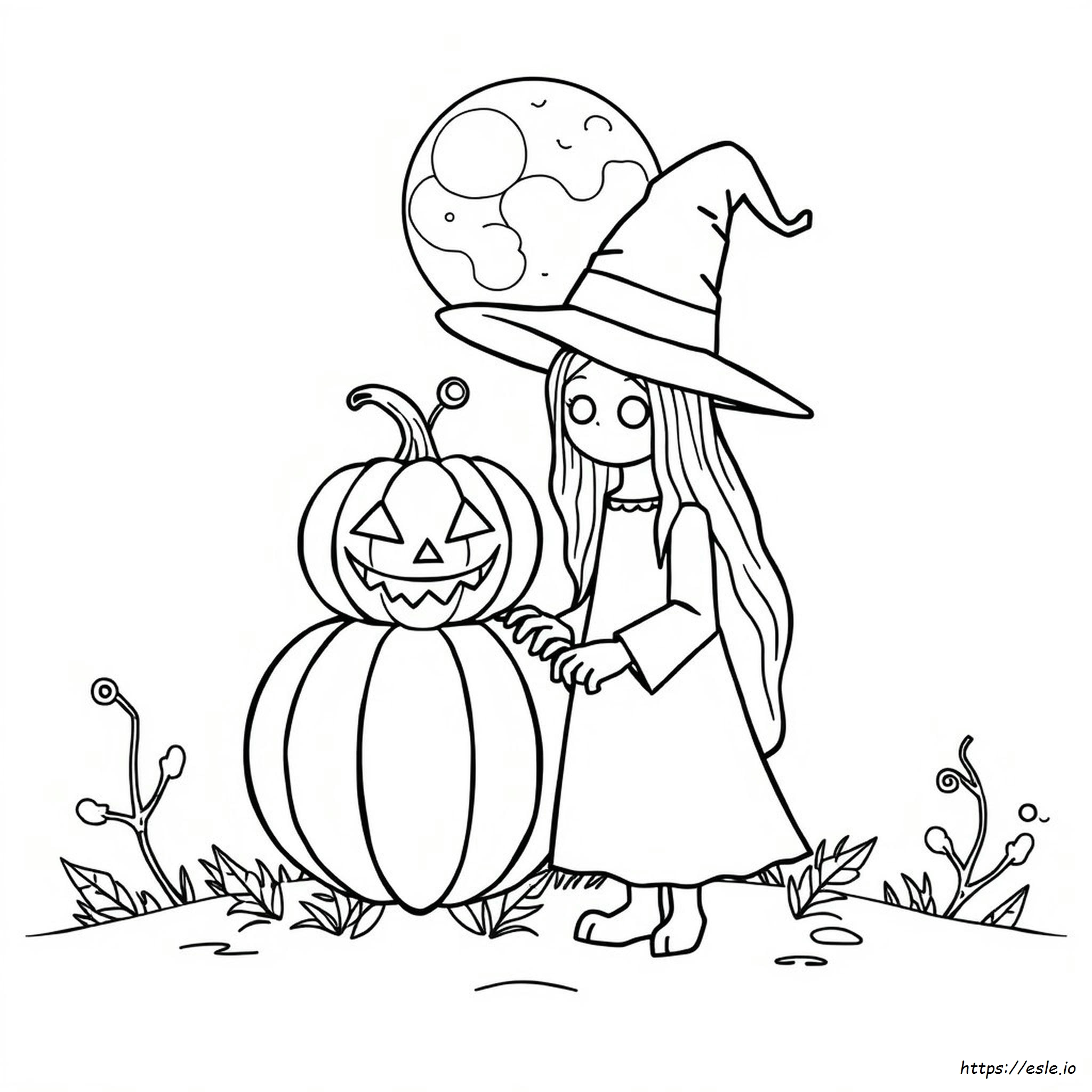 Pumpkin Witch Coloring Page - Free Printable