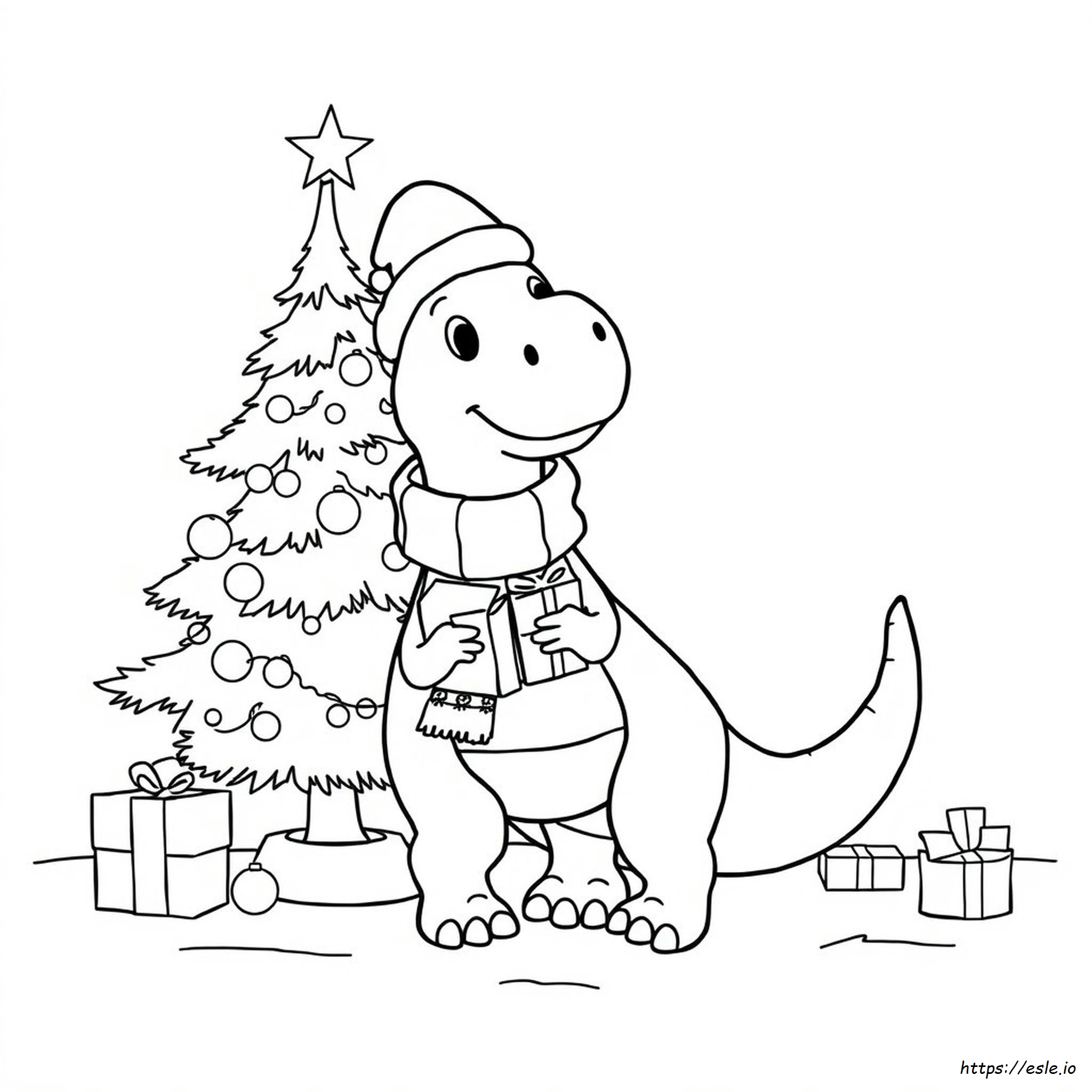 Disegno Dinosauri Natalizi Da Colorare