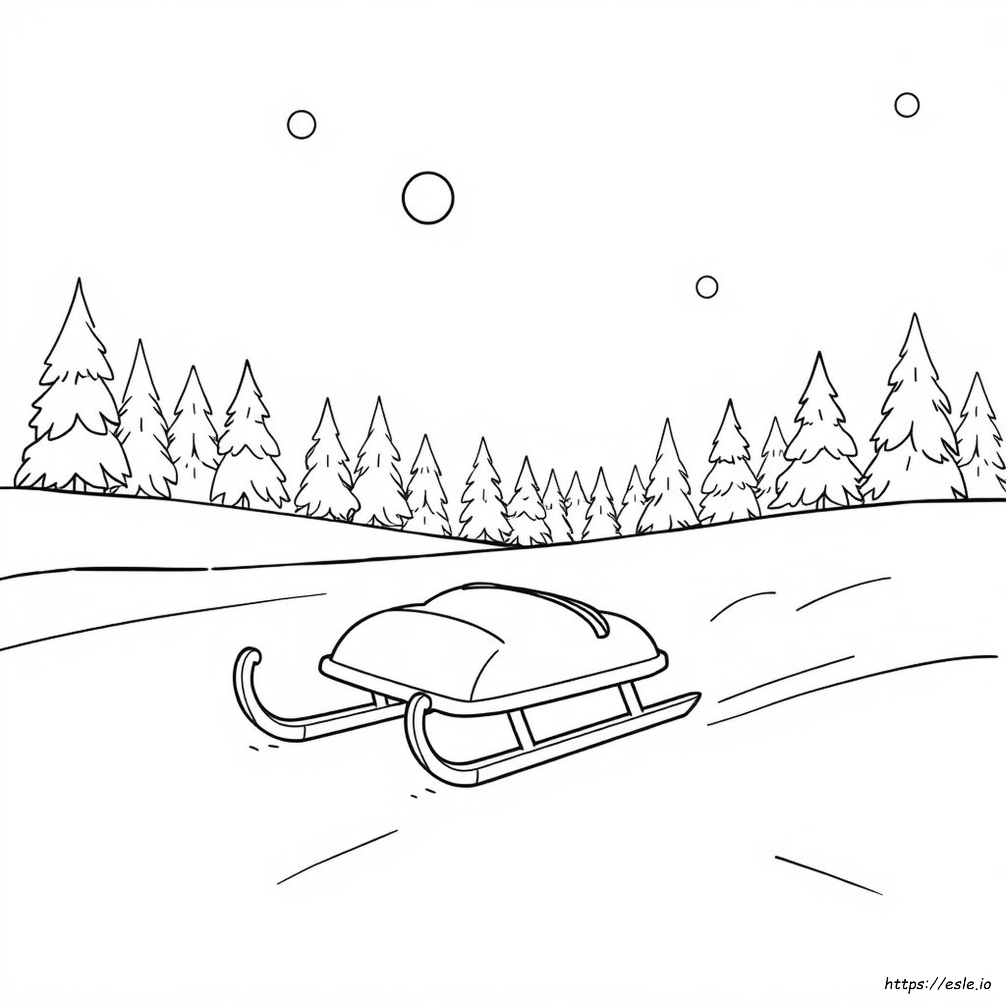 Snow Sled Coloring Page - Free Printable PDF