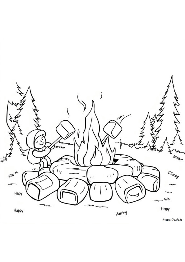 Pagina Da Colorare Per Arrostire Marshmallow