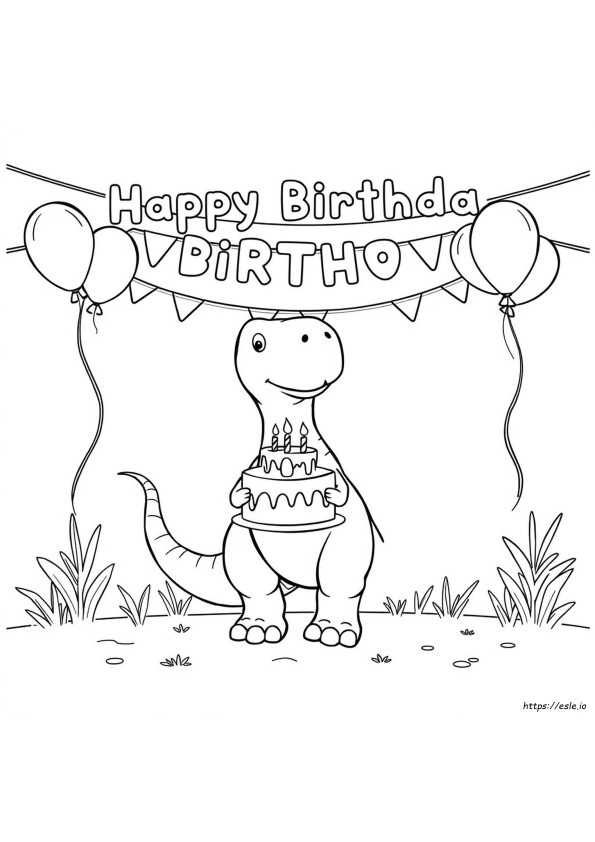Dinosaur Birthday Coloring Page
