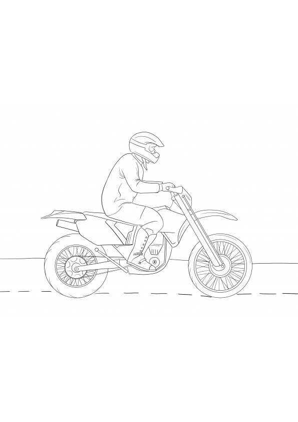 Un motard au volant de sa moto gratuit à télécharger et à colorier pour les enfants