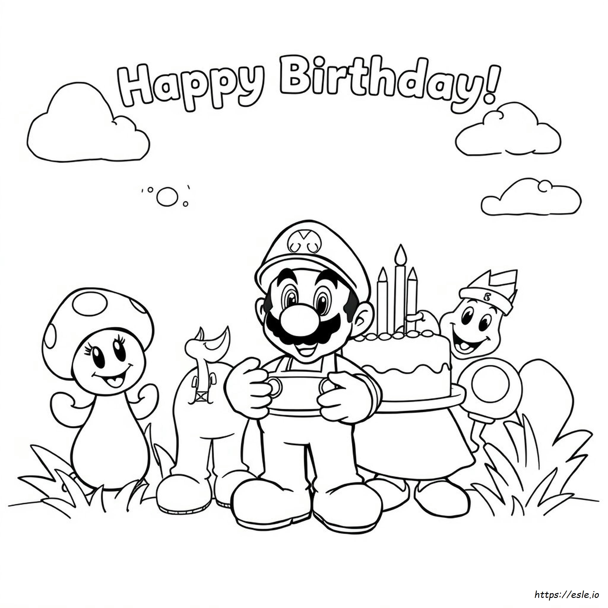 Super Mario Happy Birthday Coloring Pages