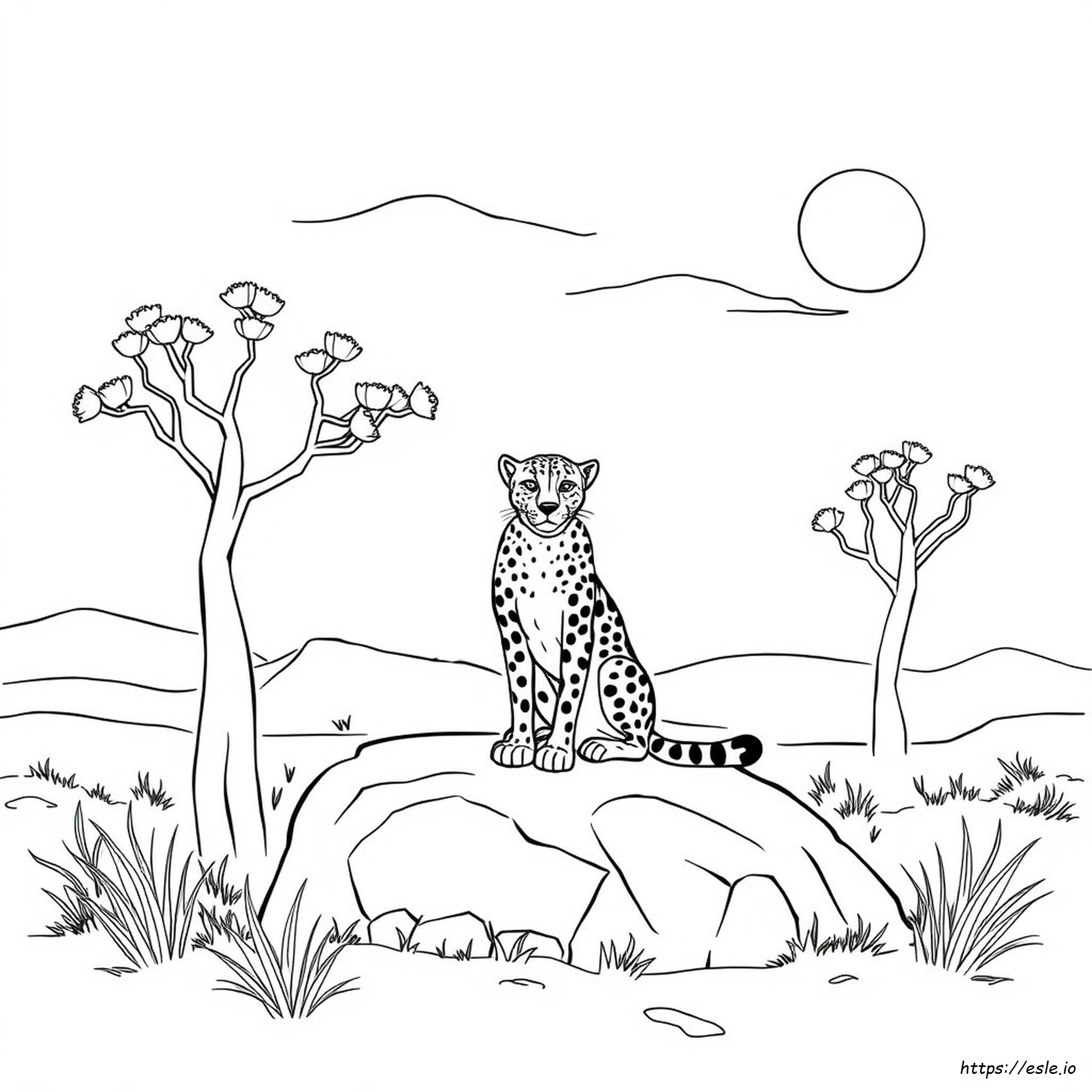 Easy Cheetah Coloring Pages