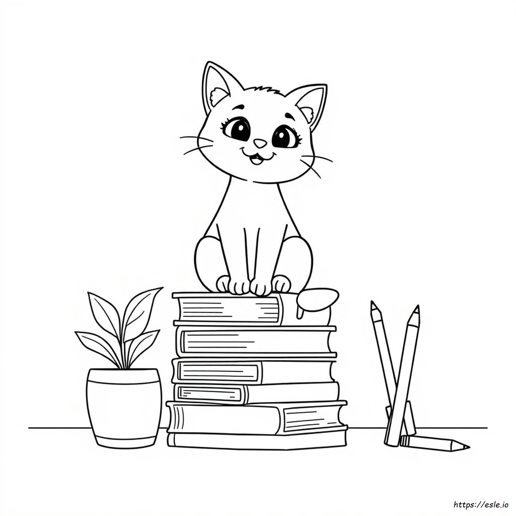 Çizgi Film Kedi Boyama Sayfası - Ücretsiz Yazdır