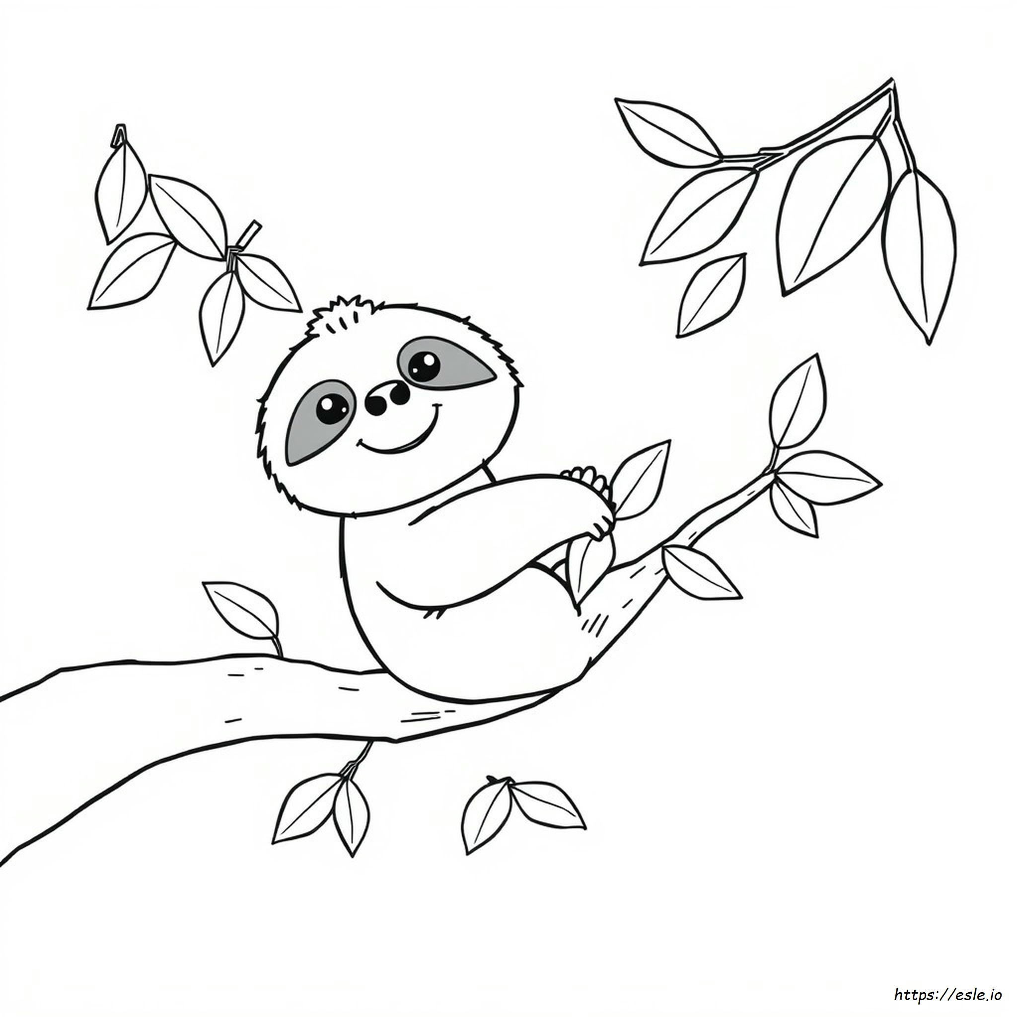 Sloth Color Cartoon Cartoon Sloth Coloring Page