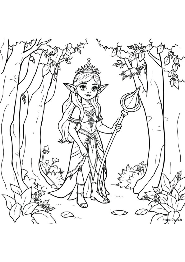 Elf Princess Coloring Page