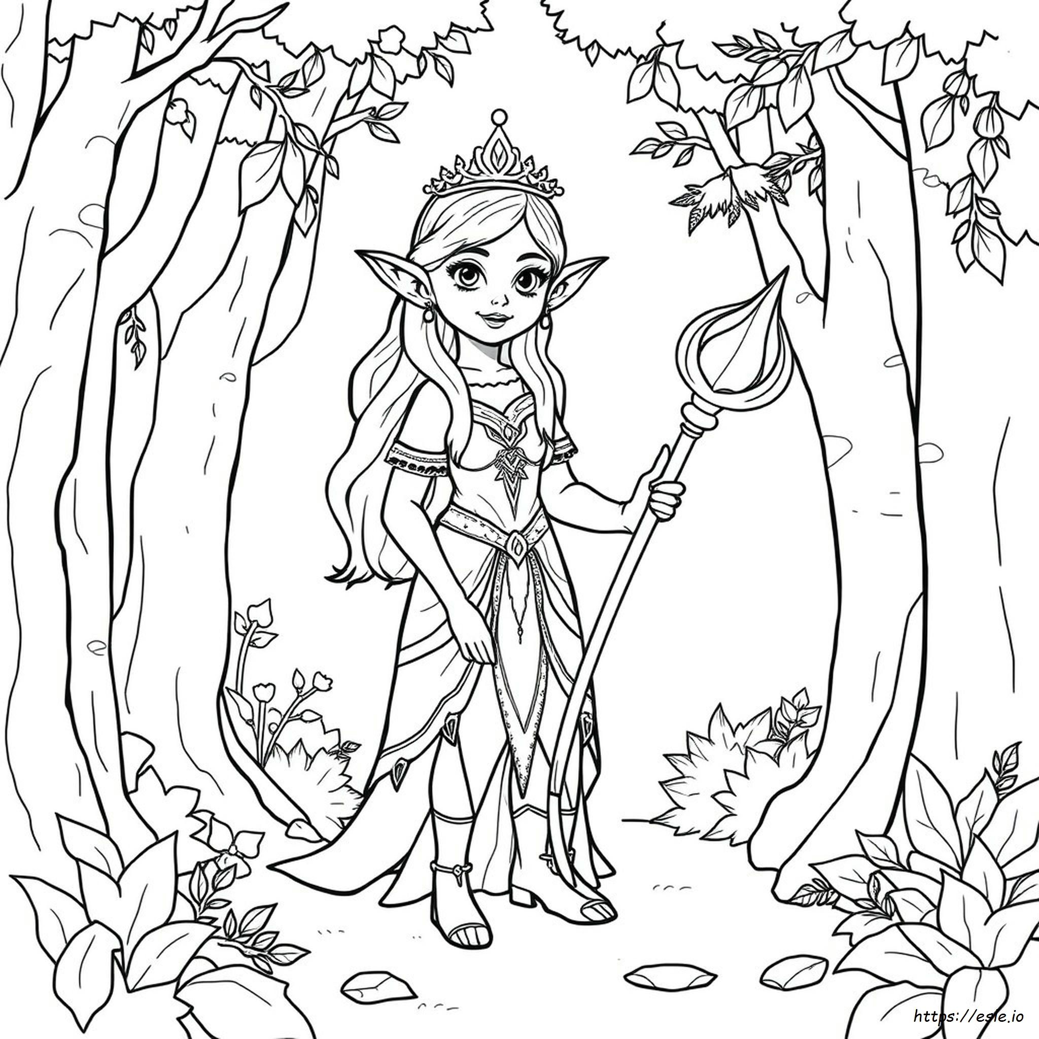 Princesa Elfa Para Colorir Grátis