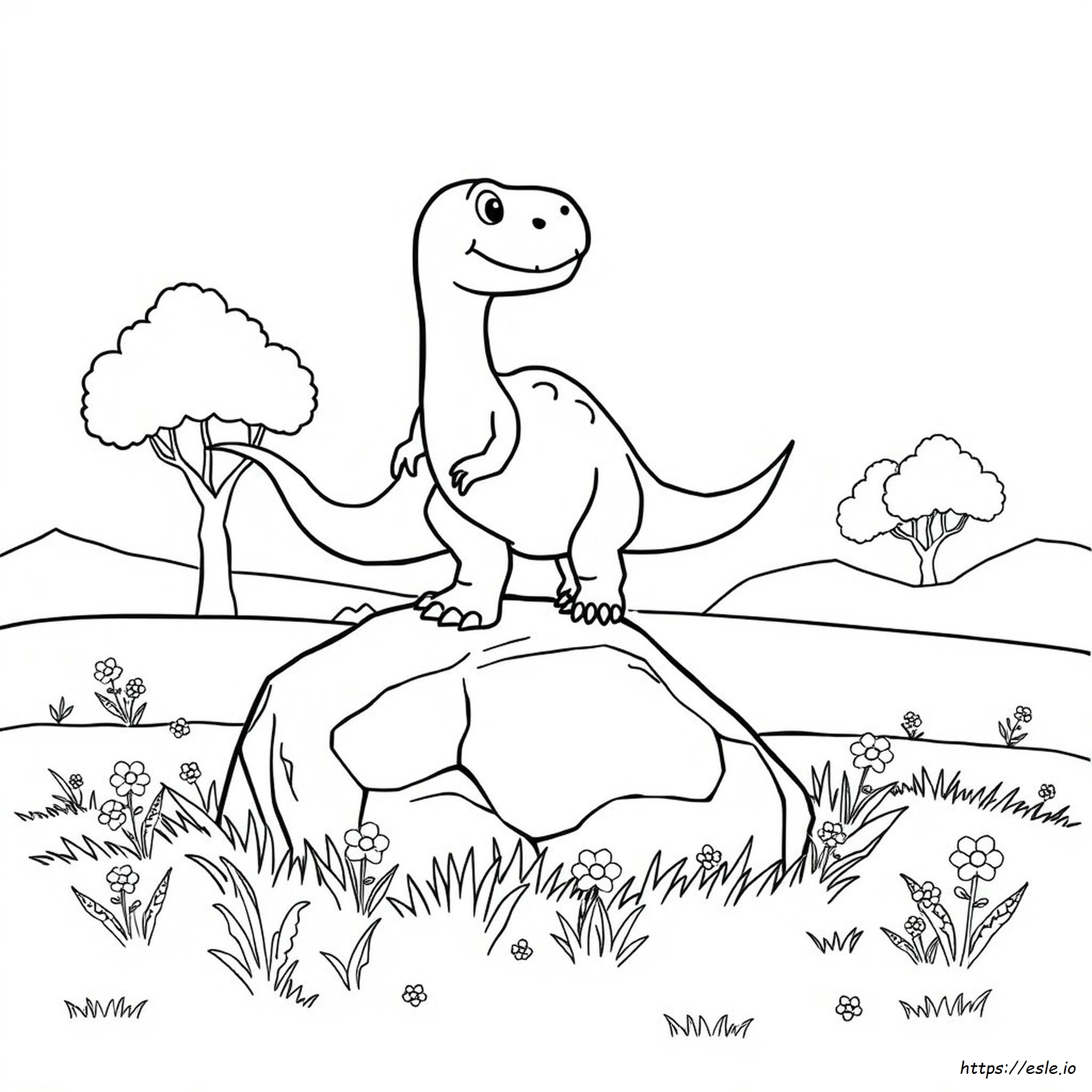 Dinosaur Cartoon Coloring Page - Free Printable