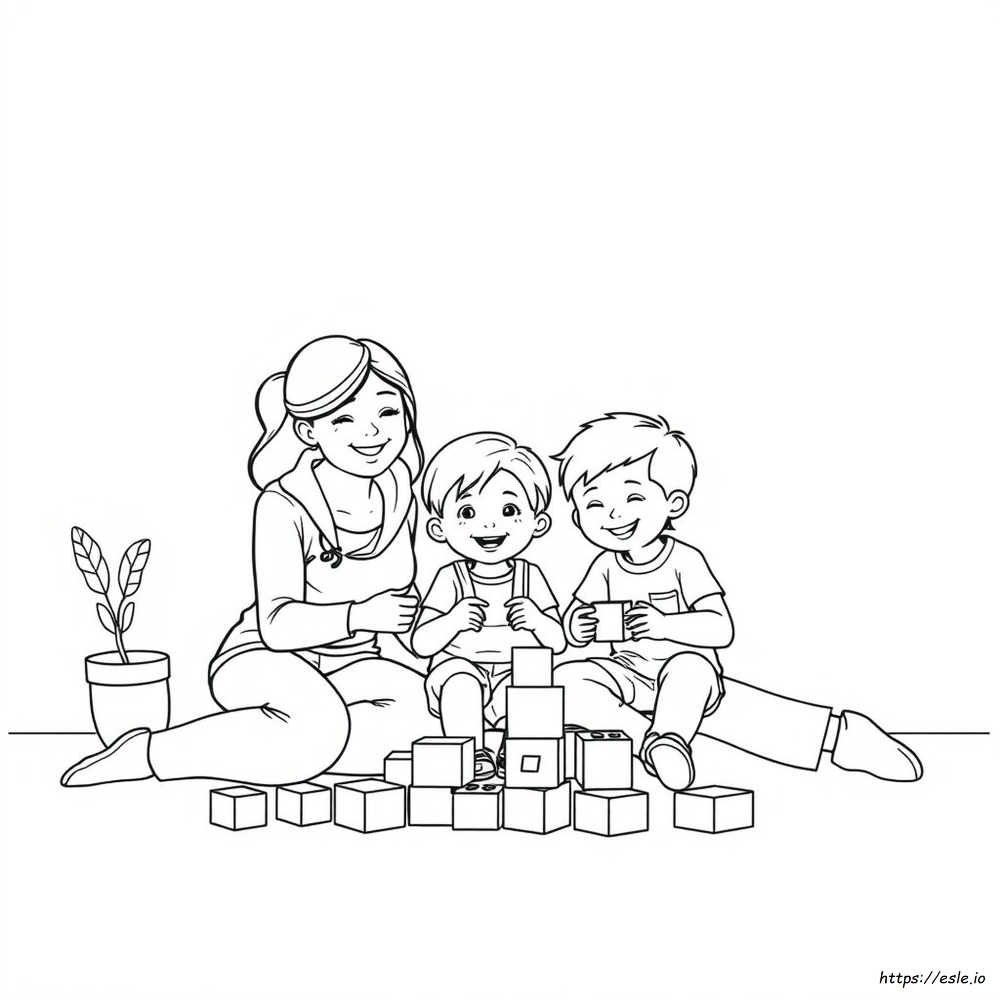 Coloriage Famille Maternelle - Dessin Gratuit à Imprimer