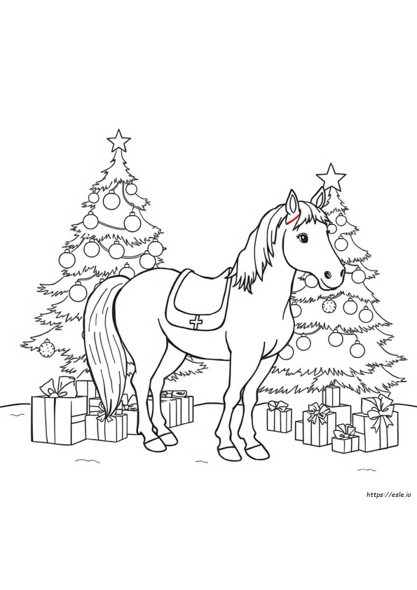 Christmas Horse Coloring Pages