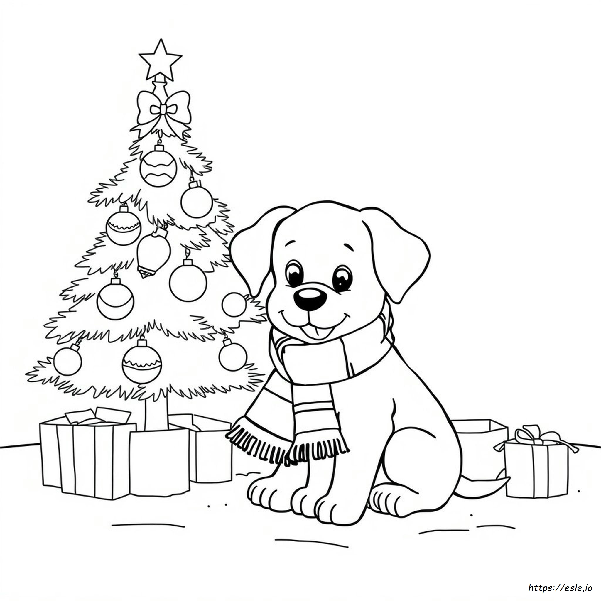 Christmas Puppy Coloring Page - Free Printable