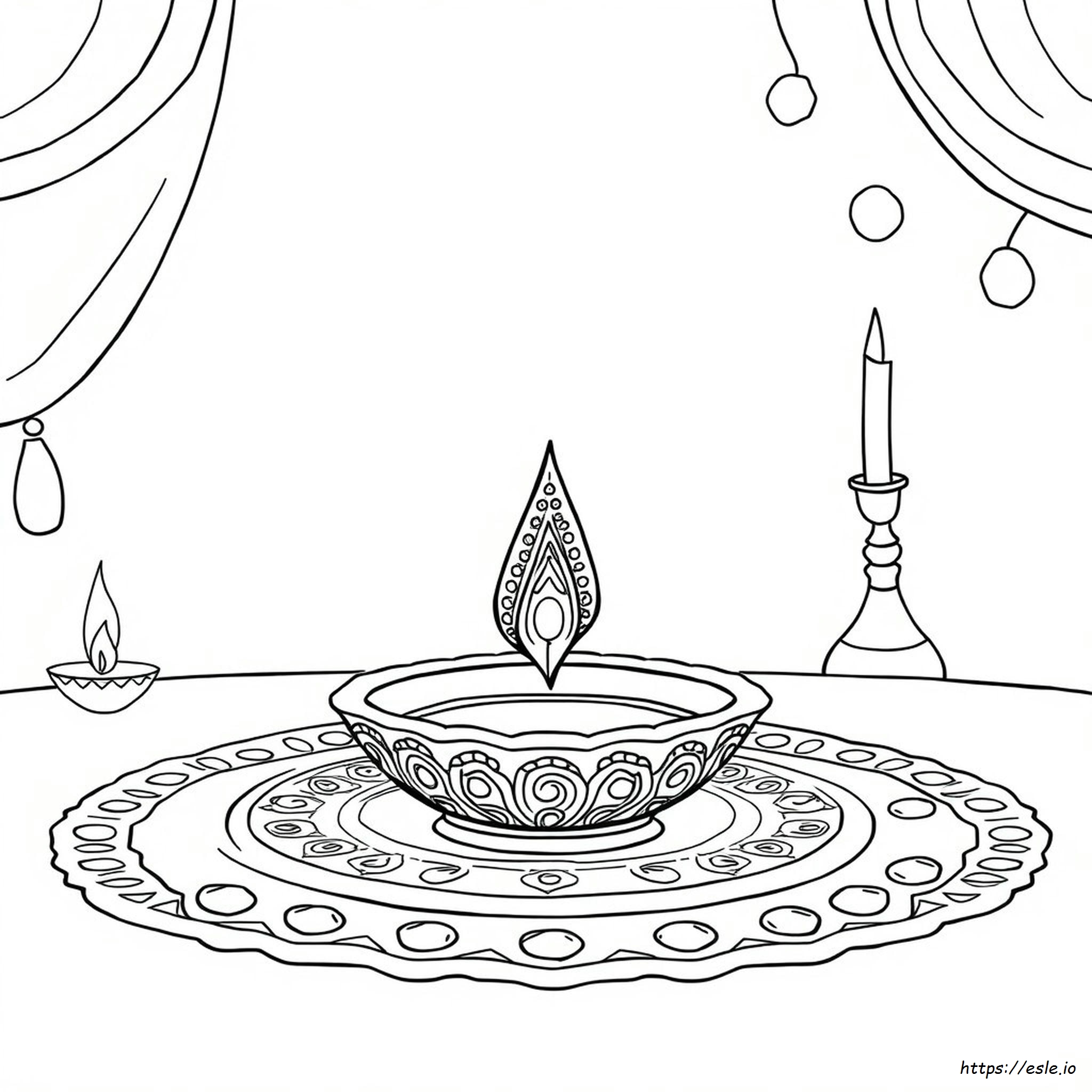 Diya Picture For Coloring - Free Printable
