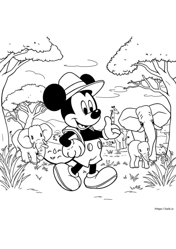 Mickey Mouse Safari Coloring Pages