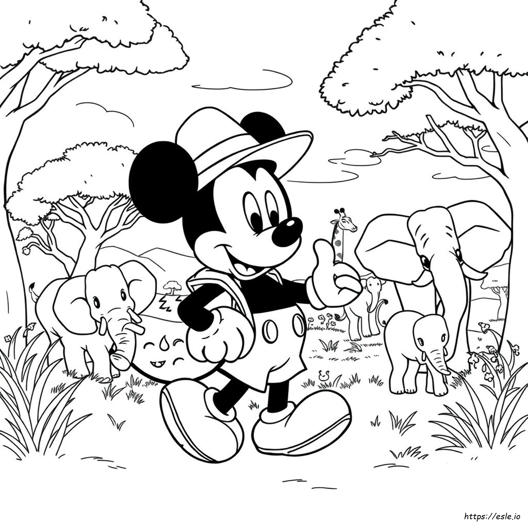 Mickey Mouse Safari Coloring Pages