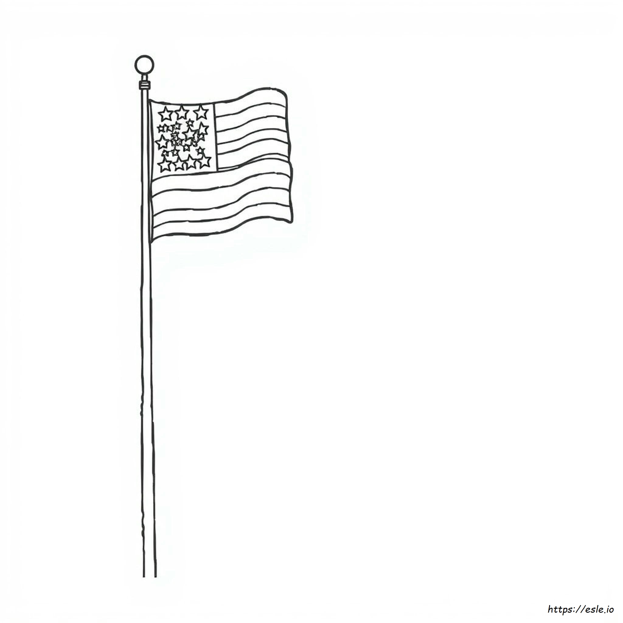 American Flag Black And White Coloring Page - Free Printable