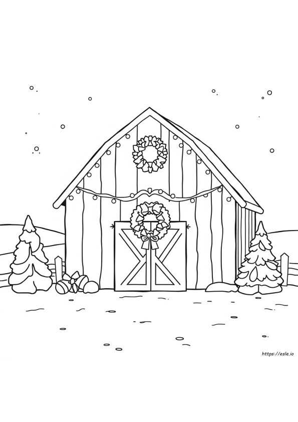 Christmas Barn Coloring Page