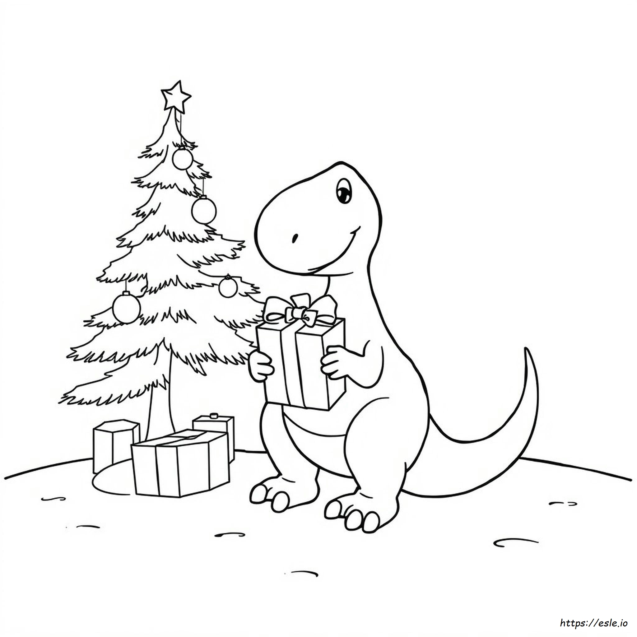 Printable Christmas Dinosaur Coloring Page