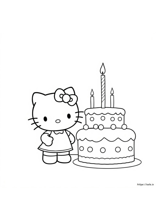 Hello Kitty Birthday Cake Coloring Pages