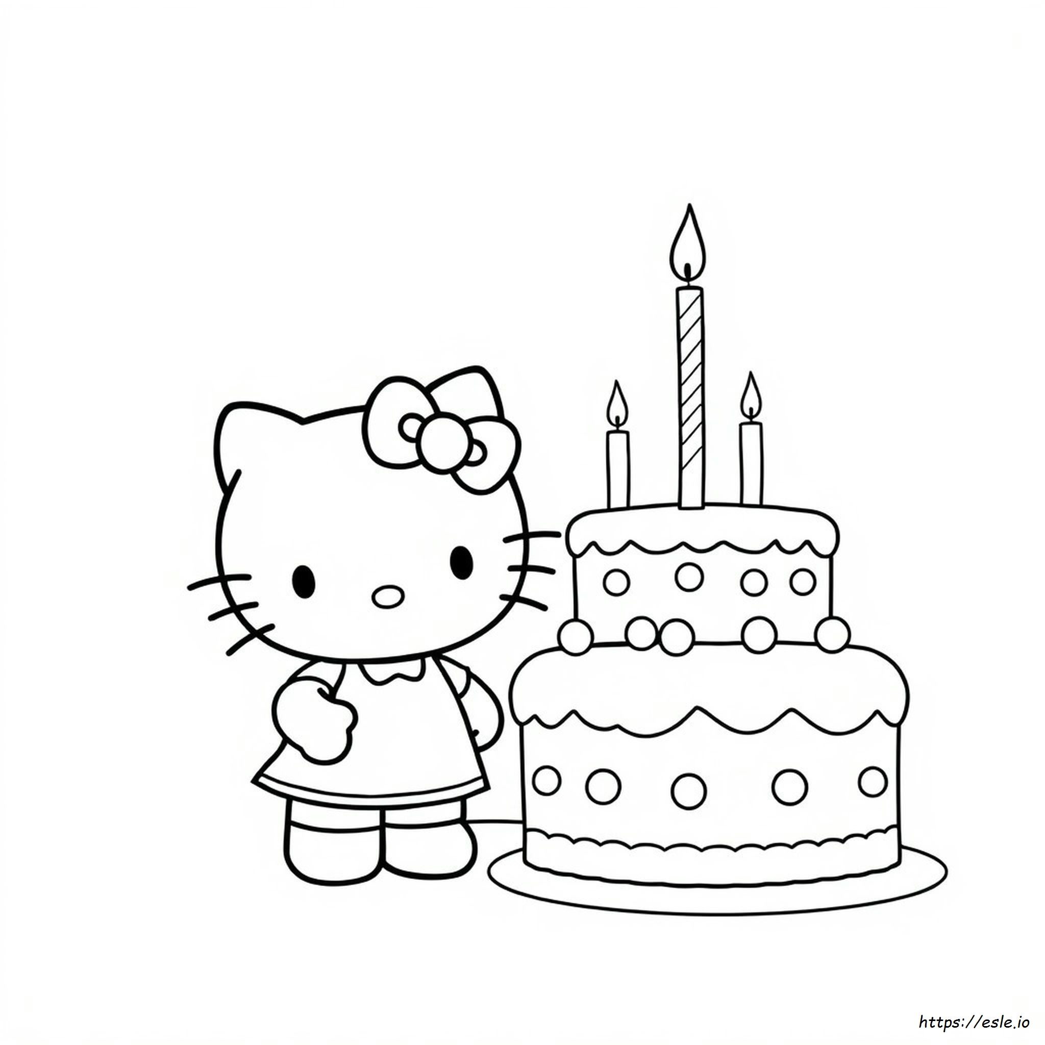 Hello Kitty Doğum Günü Pastası Boyama Sayfaları
