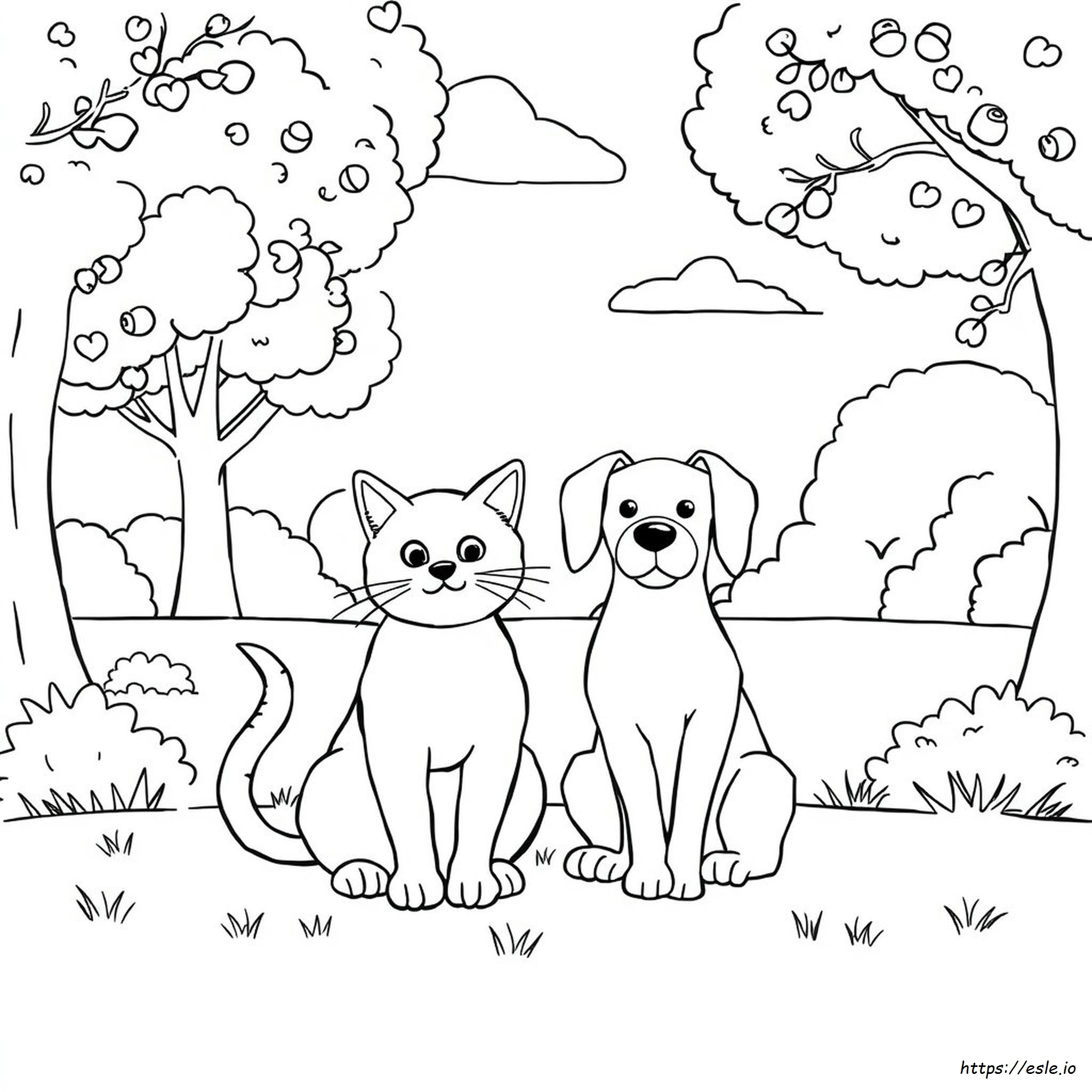 Desenho Para Colorir De Gato E Cachorro