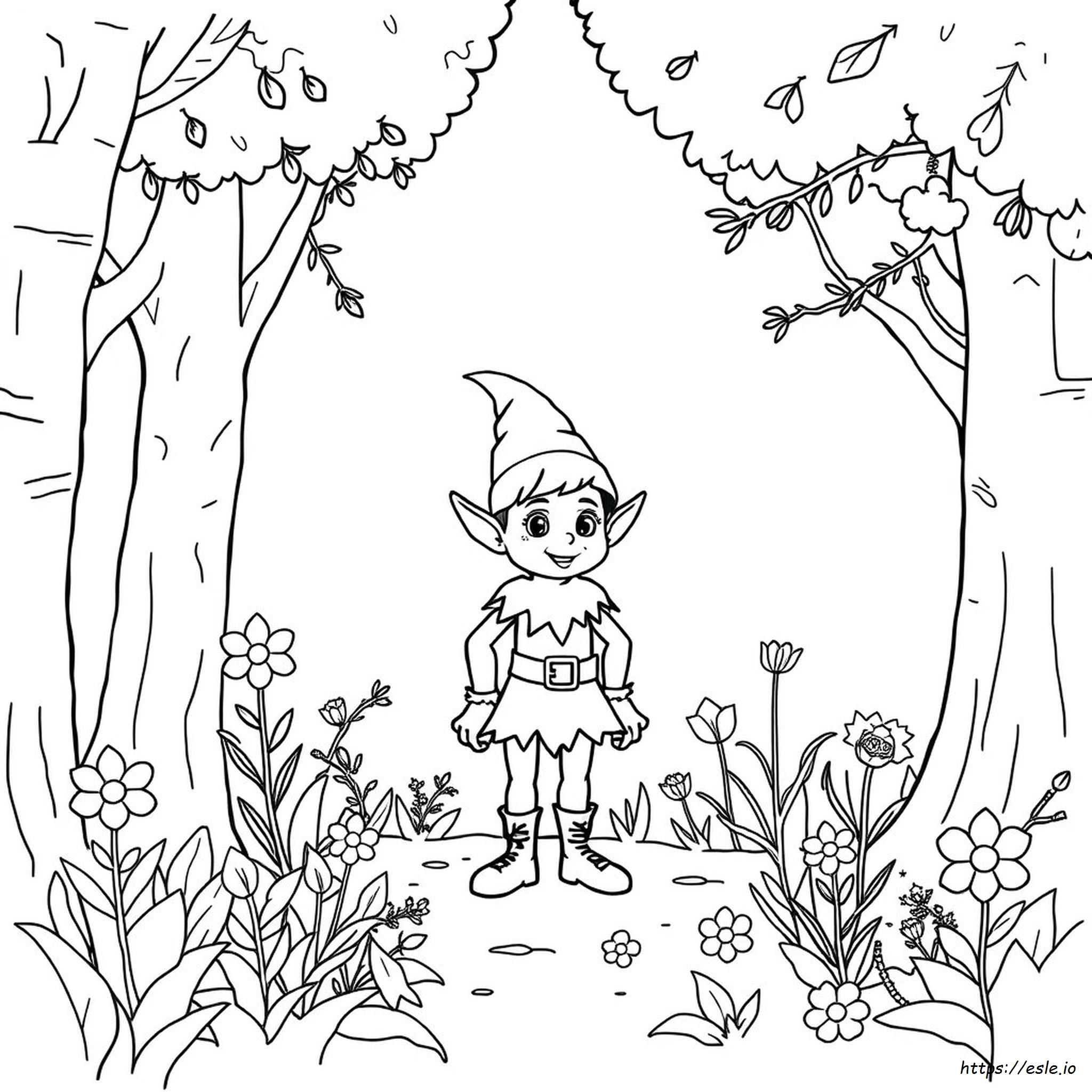 Elf Picture Coloring Page - Free Printable